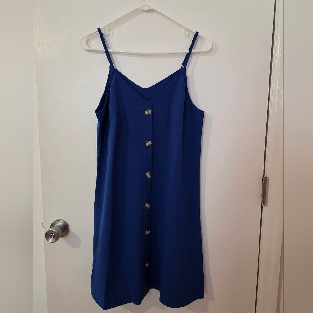 Elegant Blue Button-Down Dress
